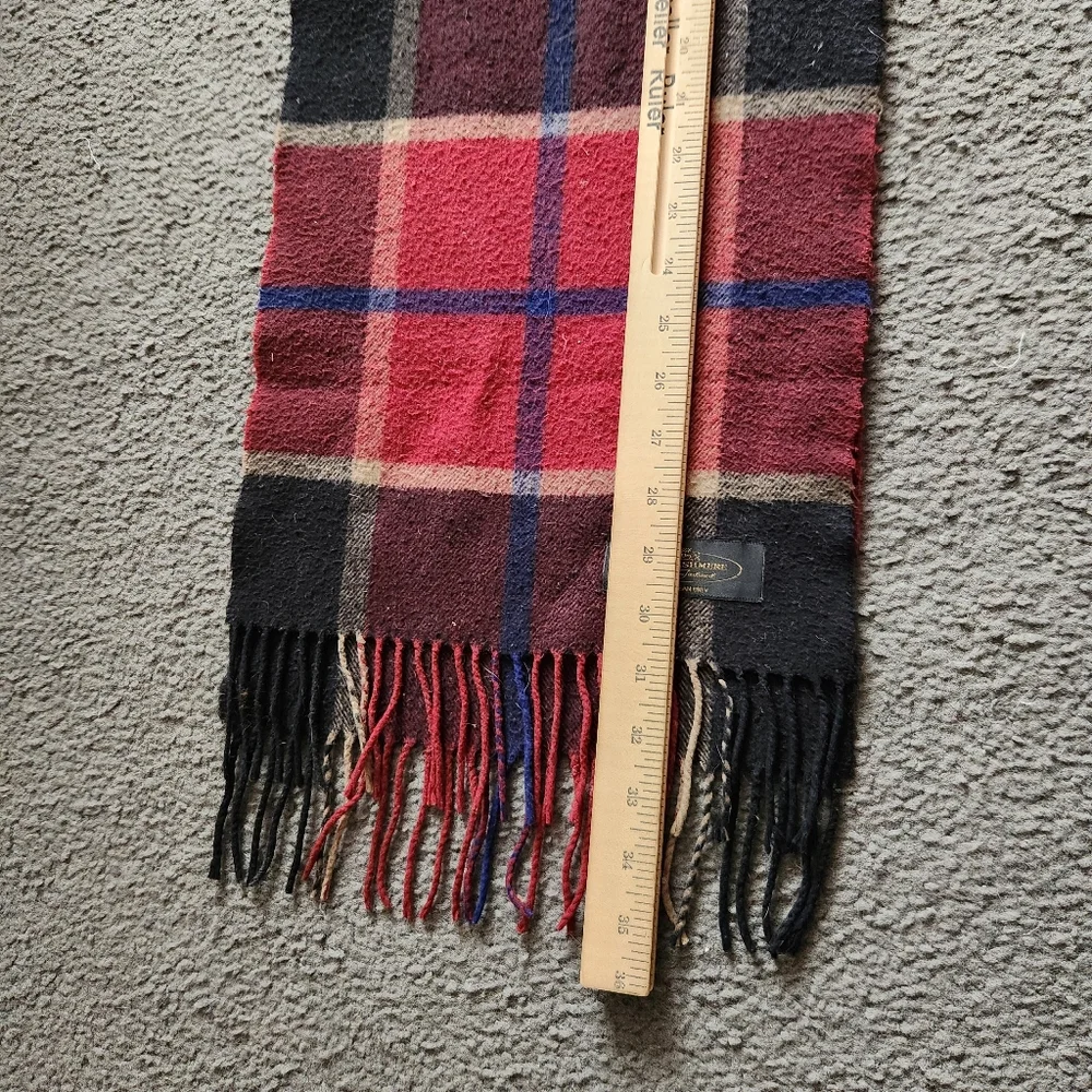 Hand Tailored Mens Scarf Black Red Check 100% Cashmere